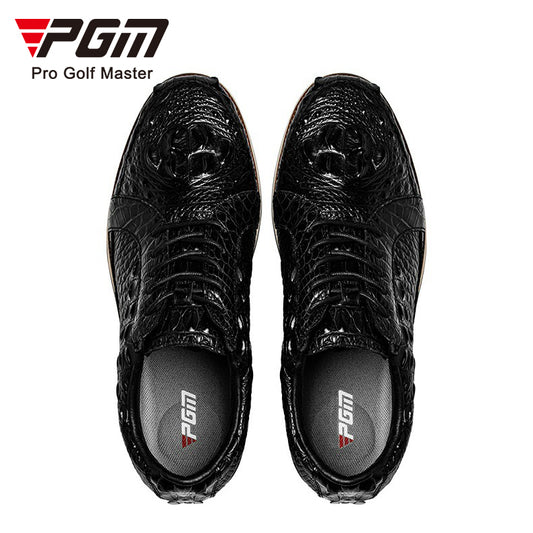 Premium Golf Shoes Men's Genuine Leather Shoes Crocodile Leather Upper skin Lining Anti-Slip Spikes Sports Shoes